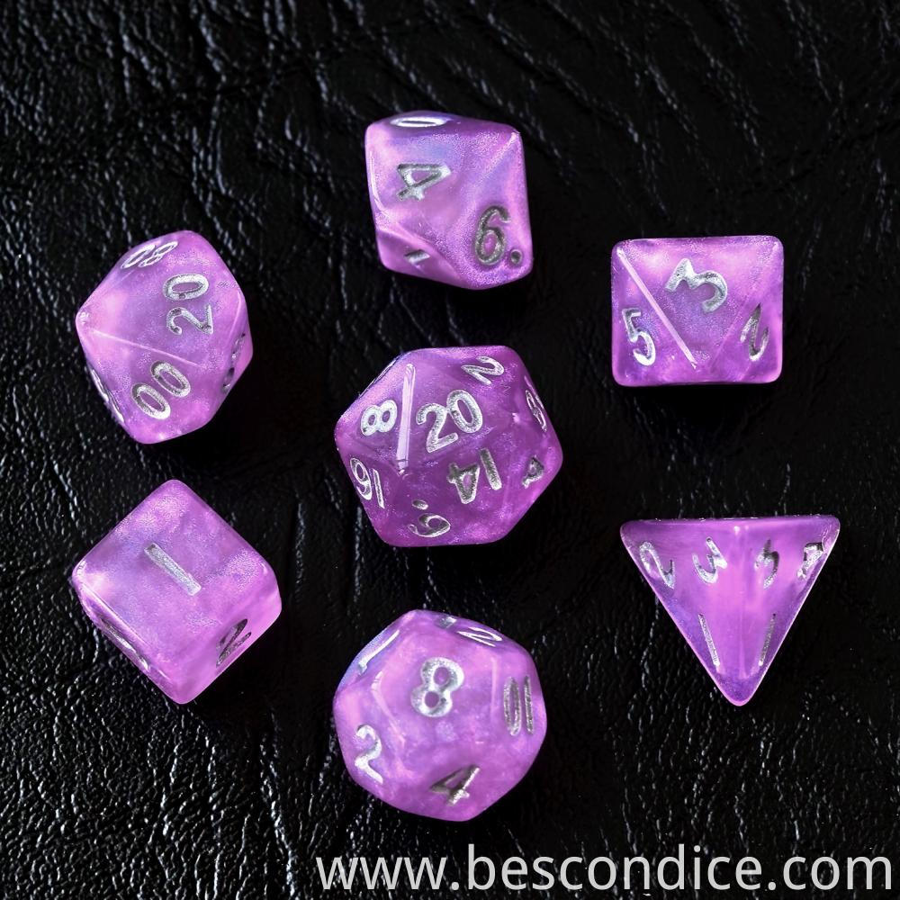 10mm Mini Dnd Dice Set Purple Moonstone 4